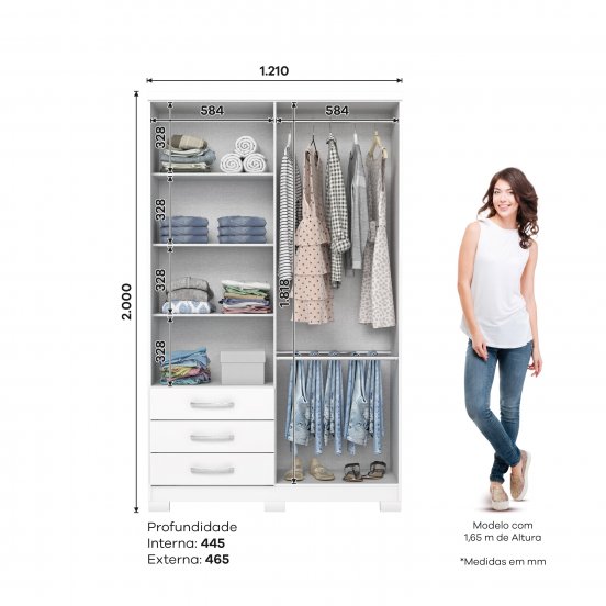 GUARDA ROUPA HENN CAJU 4PORTAS BRANCO